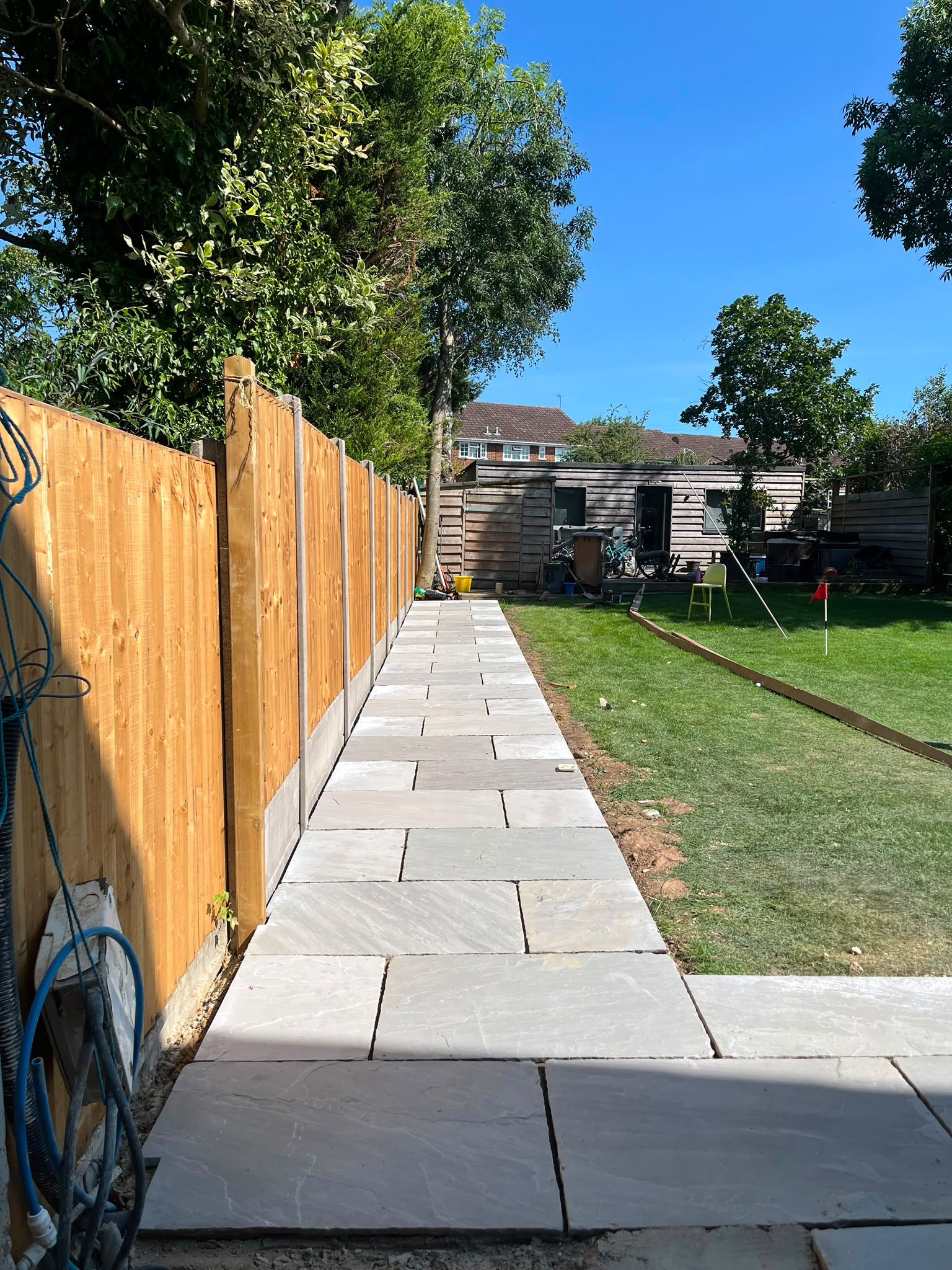 Sandstone slab patio